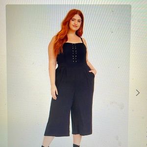 TORRID CHALLIS LACE-UP CULOTTE JUMPSUIT
